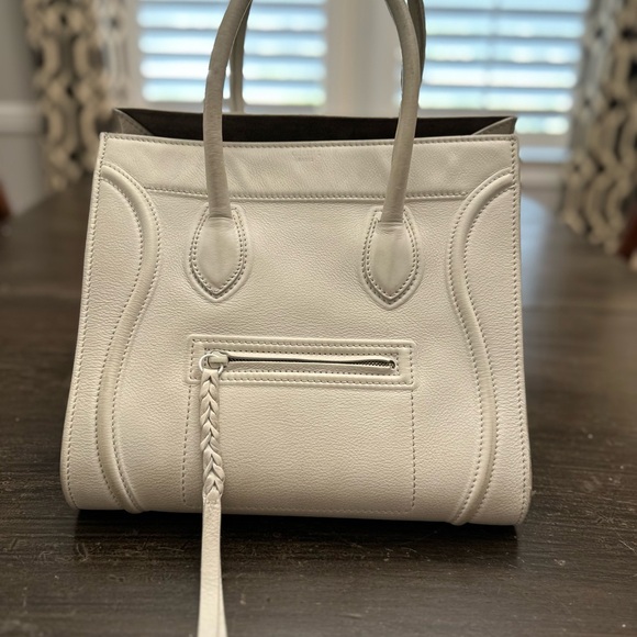 White Celine Medium Luggage Phantom Tote Soft Grained Calfskin - Picture 11 of 13